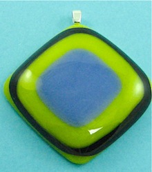 Yellow stacked fused glass pendant