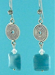 Blue flamework lentil earrings