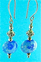 Blue and white flamework earrings