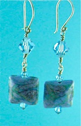 Turquoise flamework lentil earrings