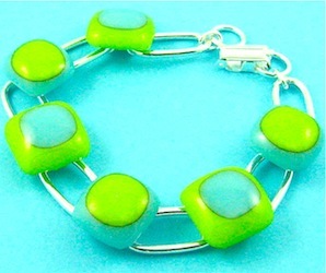 Green fused glass bracelet