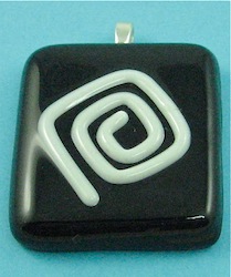 Black fused glass pendant