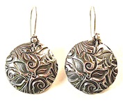 metal clay textured earrings