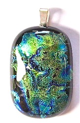 Green and Blue Dichroic Glass Pendant