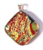 Gold dichroic glass diamond Pendant