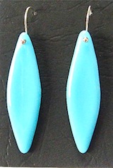 Aqua drop fused glass earrings
