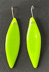 Green fused glass drop earrings