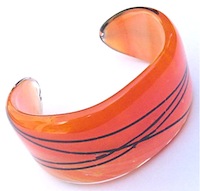 Red glass fused cuff bracelet