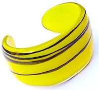 Yellow glass fused cuff bracelet