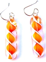 Orange fused glass drop earrings
