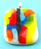 powder painted fused glass pendant
