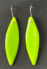 Green fused glass drop earrings