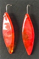 Red drop glass earrings